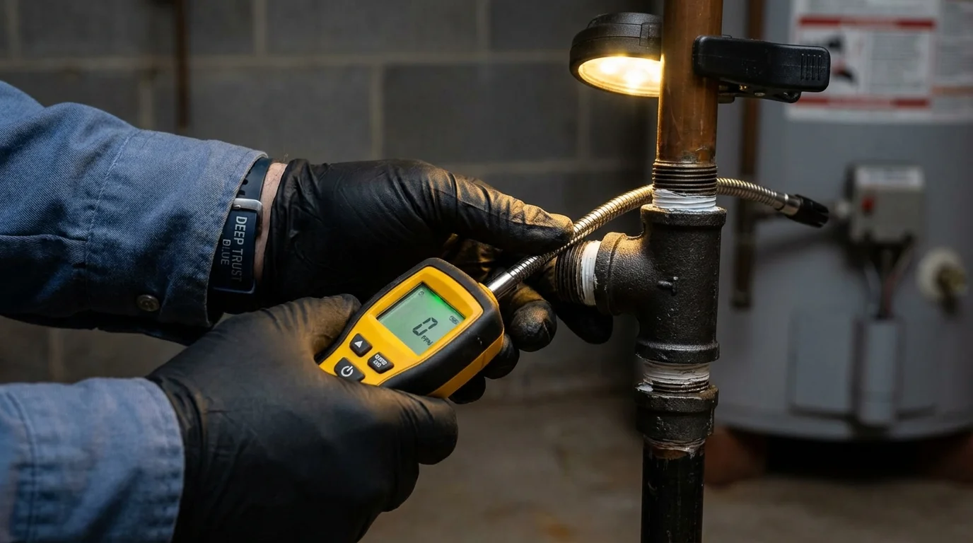 Gas leak detection with electronic sniffer by Johns Plumbing LLC in Milbank