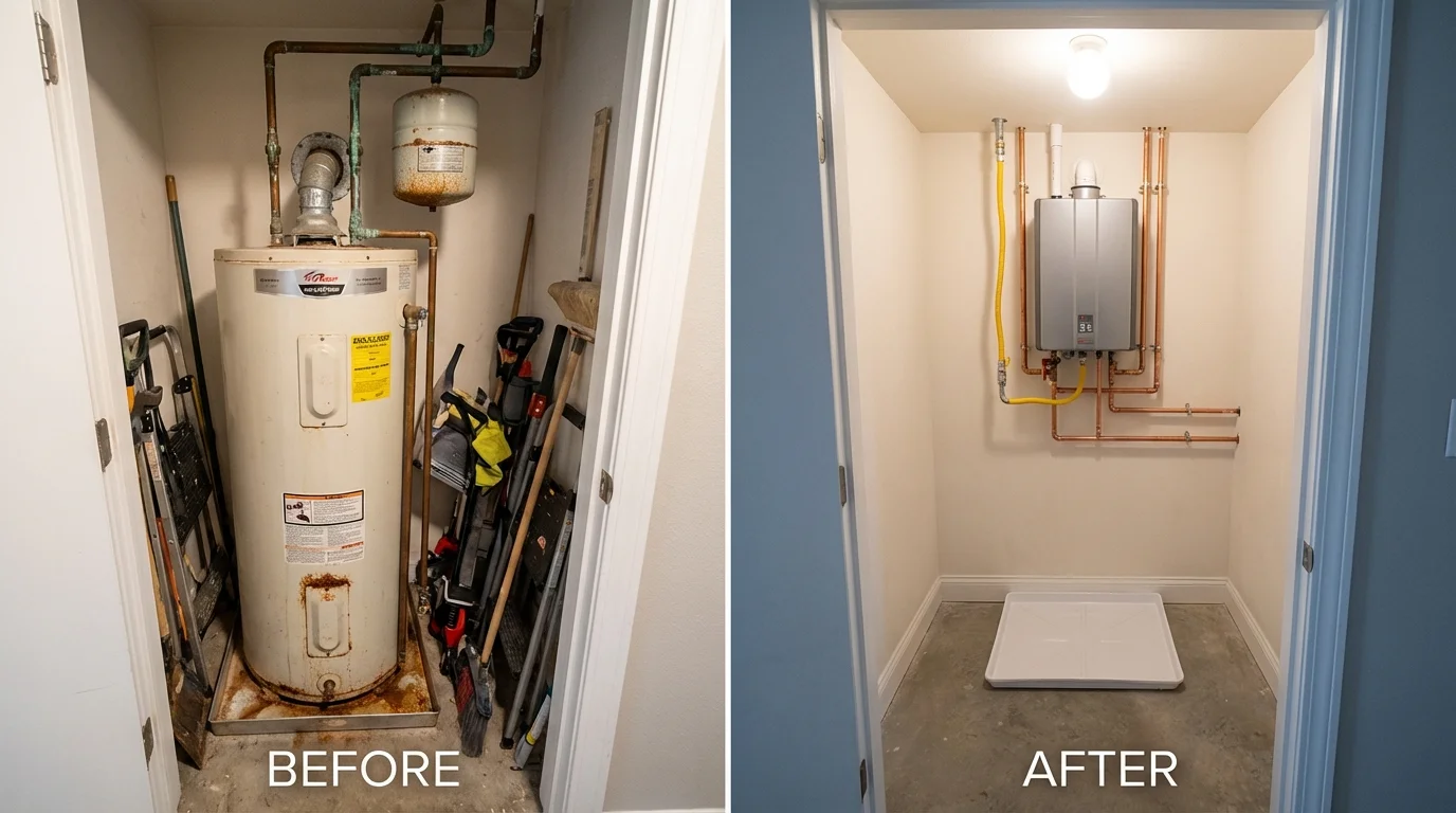 Tank water heater versus wall-mounted tankless unit comparison for Milbank, SD homeowners